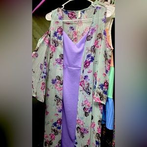 PinkBlush maternity dress and kimono